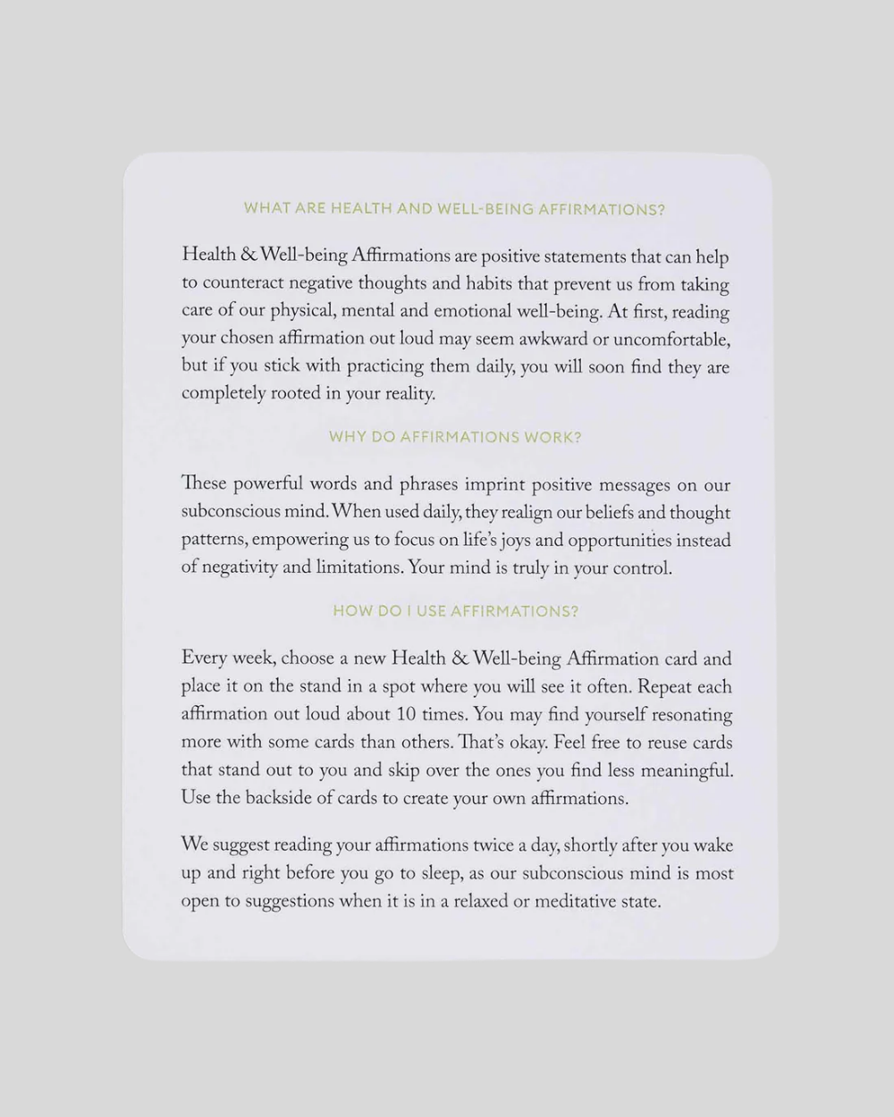 Mindful Affirmations - Health & Well-being