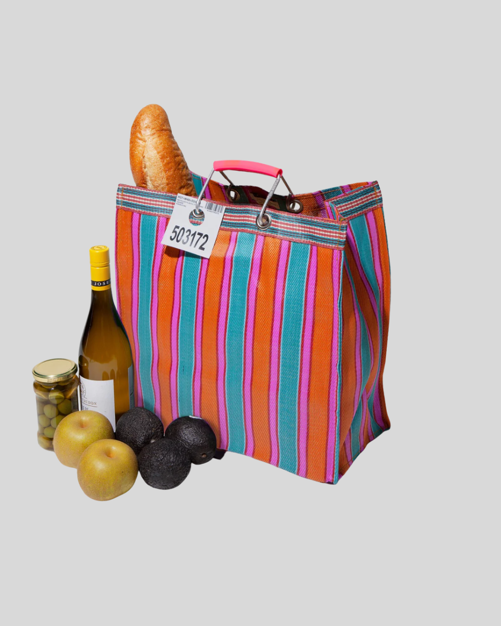 Recycled Plastic Stripe Bag - Square