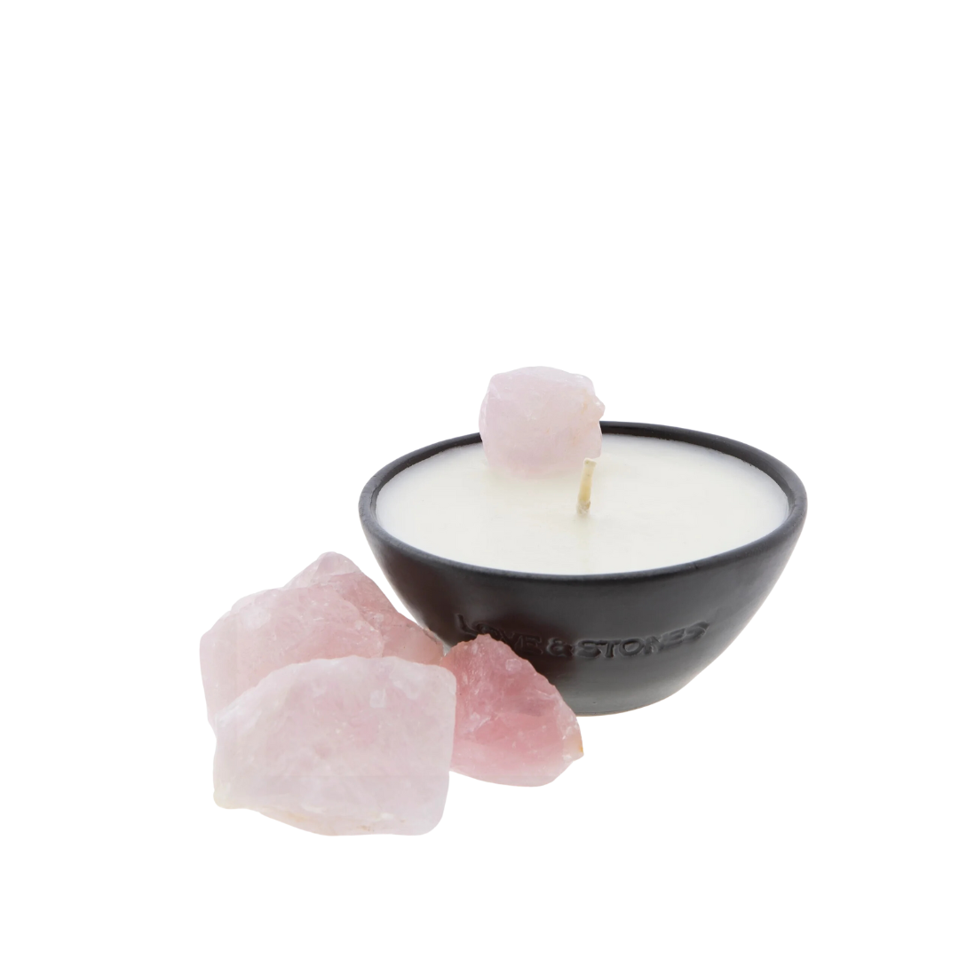 Raw Dream - Rose Quartz Infused Scented Mini Black Candle