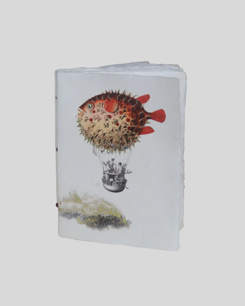 Surreal Hot Air Balloon Engraved Paper Parchment Notebook