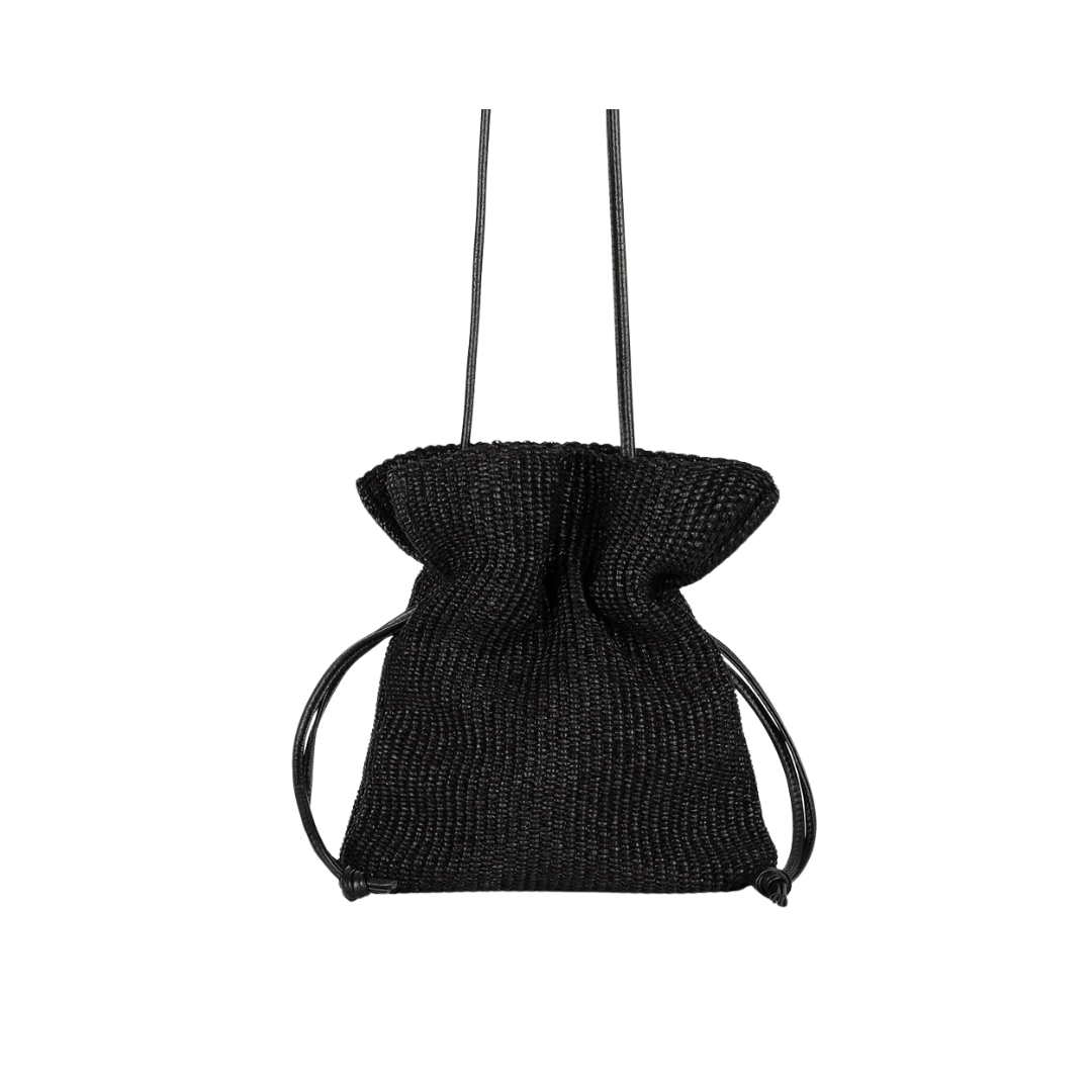 Camilla Bucket Bag Raffia Black