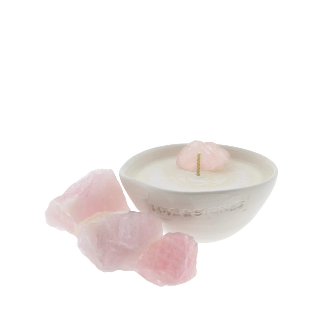 Raw Dream - Rose Quartz Infused Scented Mini White Candle