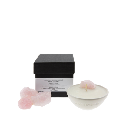 Raw Dream - Rose Quartz Infused Scented Mini White Candle