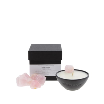 Raw Dream - Rose Quartz Infused Scented Mini Black Candle