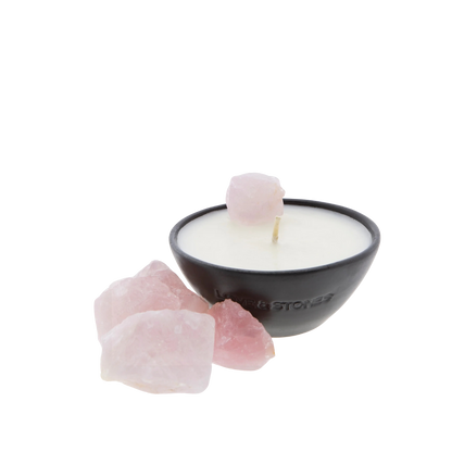 Raw Dream - Rose Quartz Infused Scented Mini Black Candle